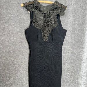 Emerald Sundae Lace High Neck Mini Dress | Black